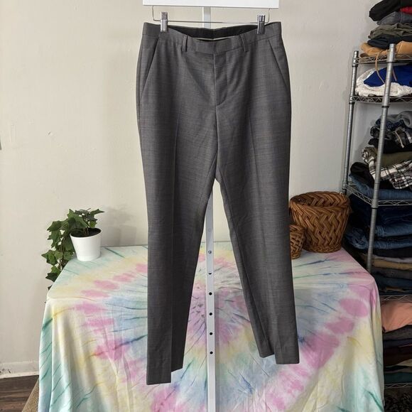 HUGO BOSS size 30 virgin wool Elegant Gray Women's Pants tapered - Picture 2 of 8